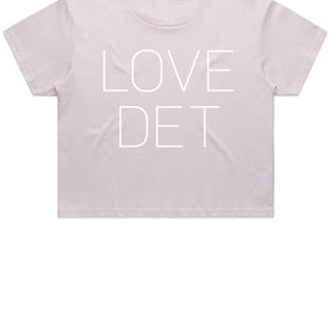 Love Det Women’s Premium Crop Top - White / Orchid T-shirt   