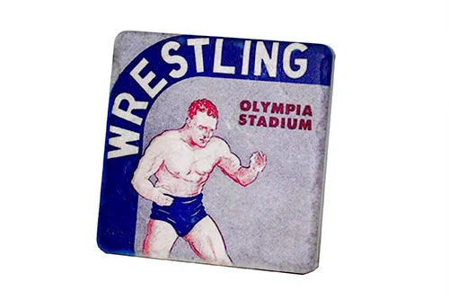 Vintage Olympia Wrestling Porcelain Tile Coaster