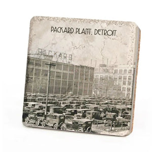 Packard Plant Car Lot Porcelain Tile Coaster - Pure Detroit
