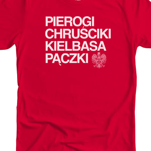 Pierogi Chursciki Kielbasa Paczki Premium Unisex T-shirt - Red / White t-shirt