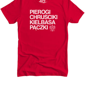 Pierogi Chursciki Kielbasa Paczki Premium Unisex T-shirt - Red / White t-shirt