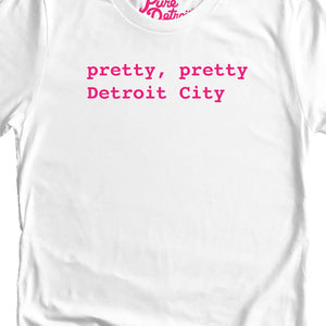 Pretty, Pretty Detroit City T-shirt / White with Pink / Unisex    