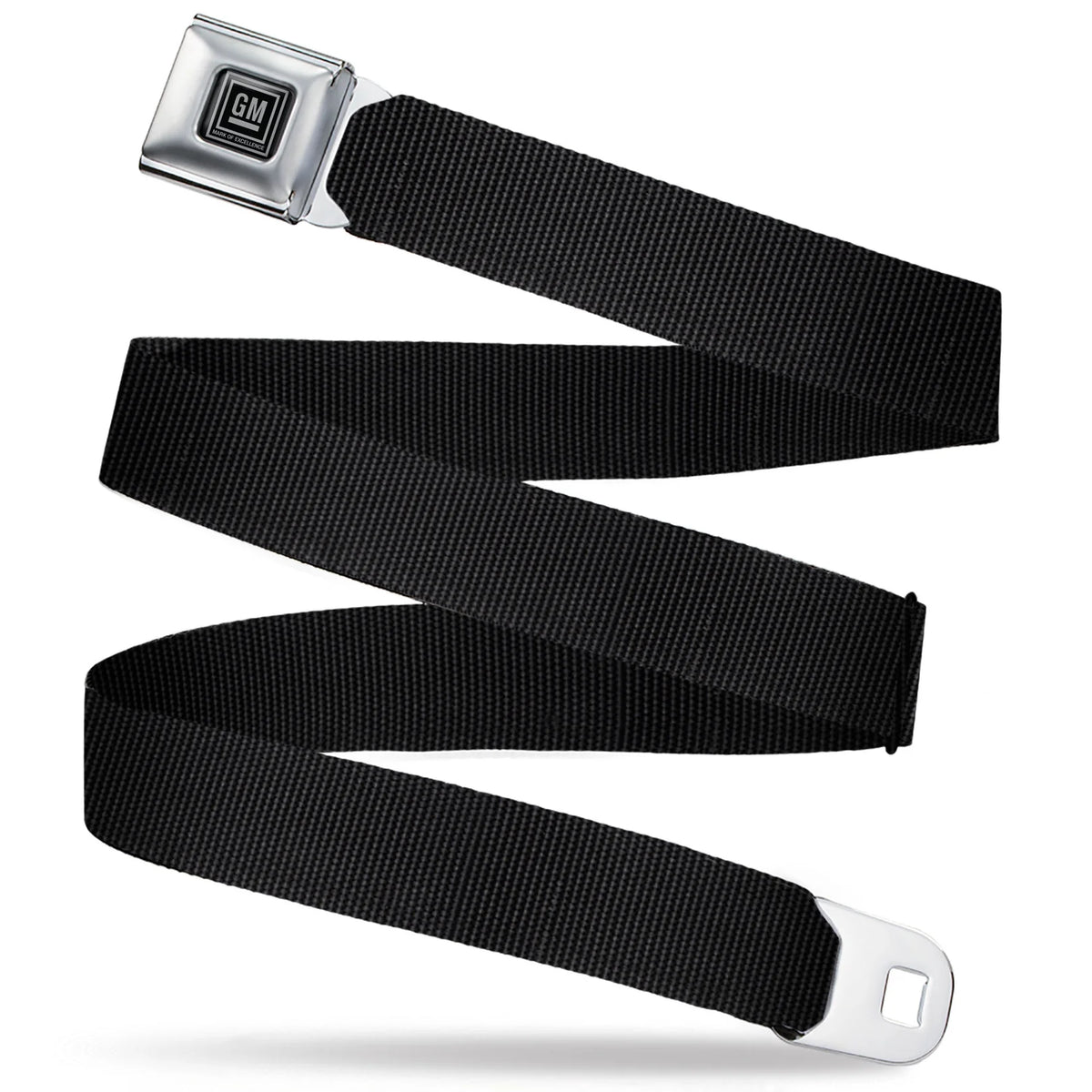 GM Seatbelt Belt / Silver Logo + Black Webbing Belts