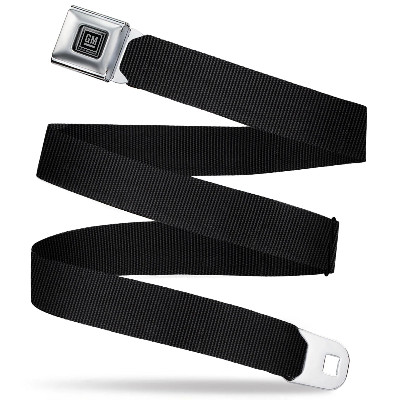 GM Seatbelt Belt / Silver Logo + Black Webbing Belts