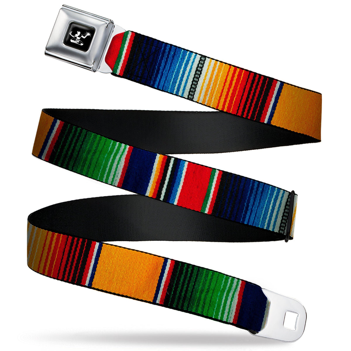 Spirit of Detroit Seatbelt Belt / Spirit of Detroit Logo + Zarape2 Vertical Multi Color Stripe Webbing Belts