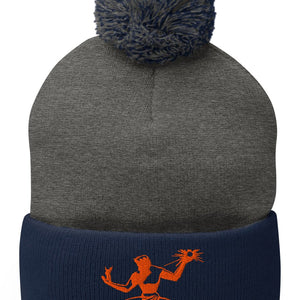 Spirit of Detroit Pom - Pom Beanie - Navy / Gray / Orange - Pure Detroit