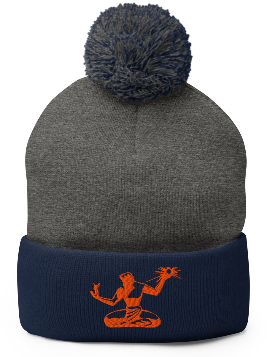 Spirit of Detroit Pom - Pom Beanie - Navy / Gray / Orange - Pure Detroit