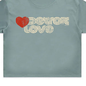Sporty Detroit Love Women’s Crop Top - Mineral Gray t-shirt
