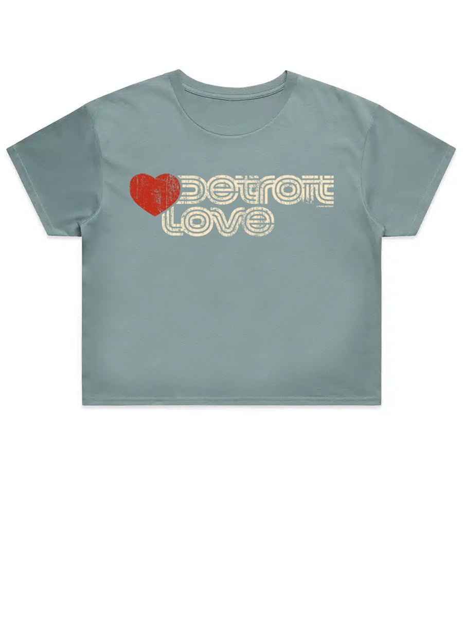 Sporty Detroit Love Women’s Crop Top - Mineral Gray t-shirt