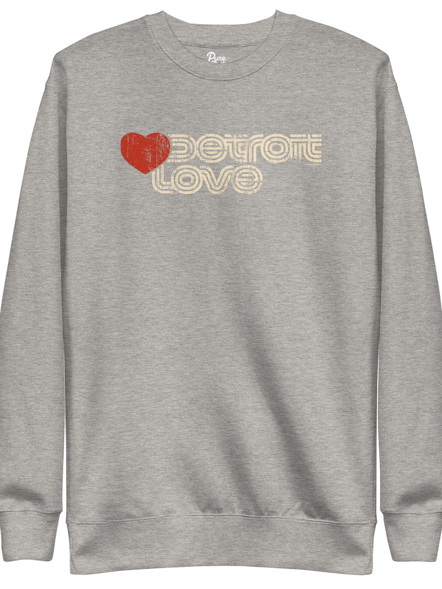 Sporty Detroit Love Unisex Premium Sweatshirt - Athletic Gray sweatshirt