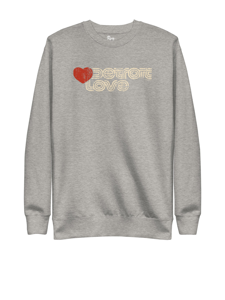 Sporty Detroit Love Unisex Premium Sweatshirt - Athletic Gray sweatshirt