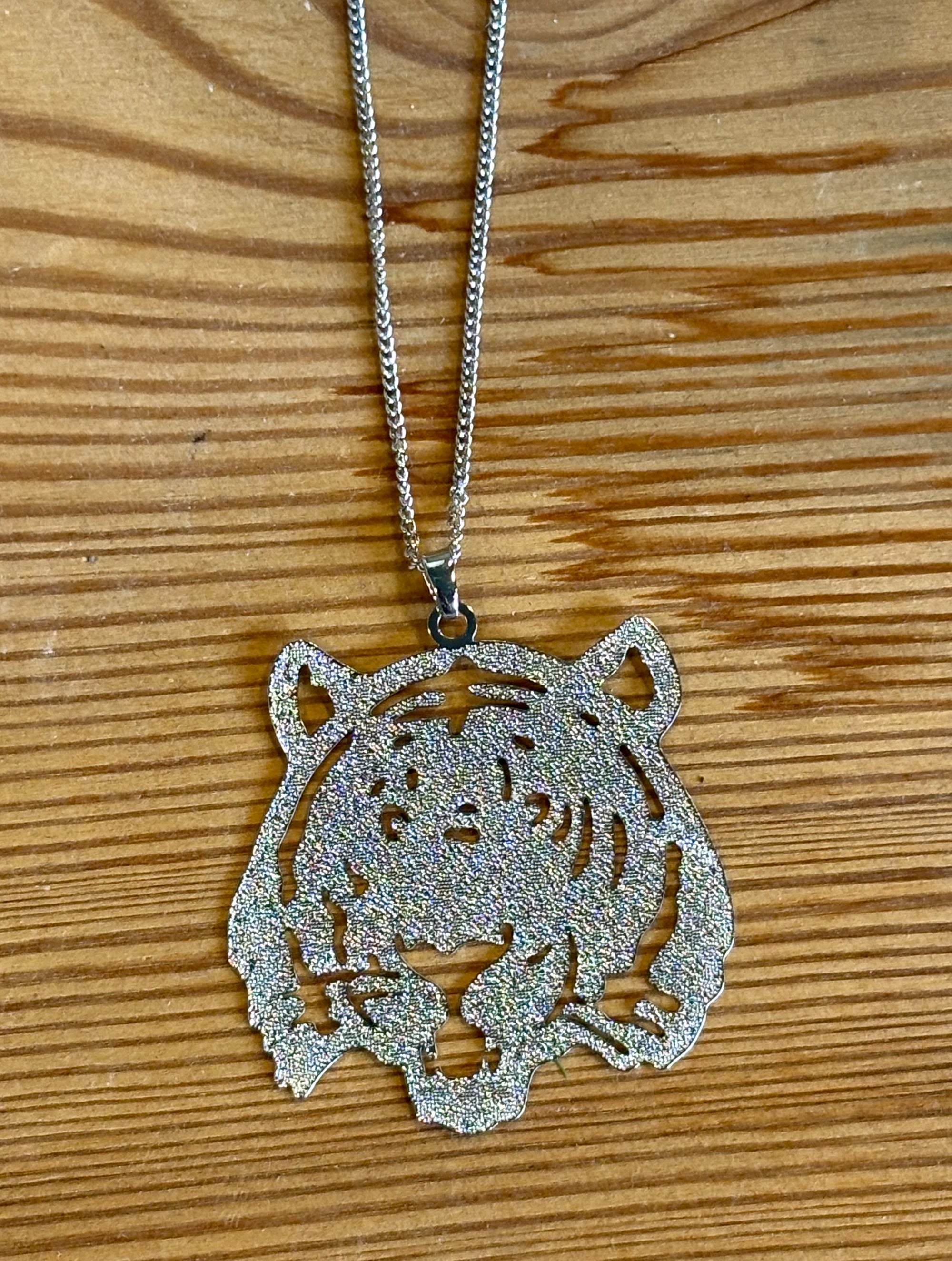 Tiger Pendant Necklace / Silver Jewelry