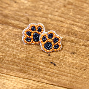 Tiger Paw Stud Earring / Orange + Navy Jewelry