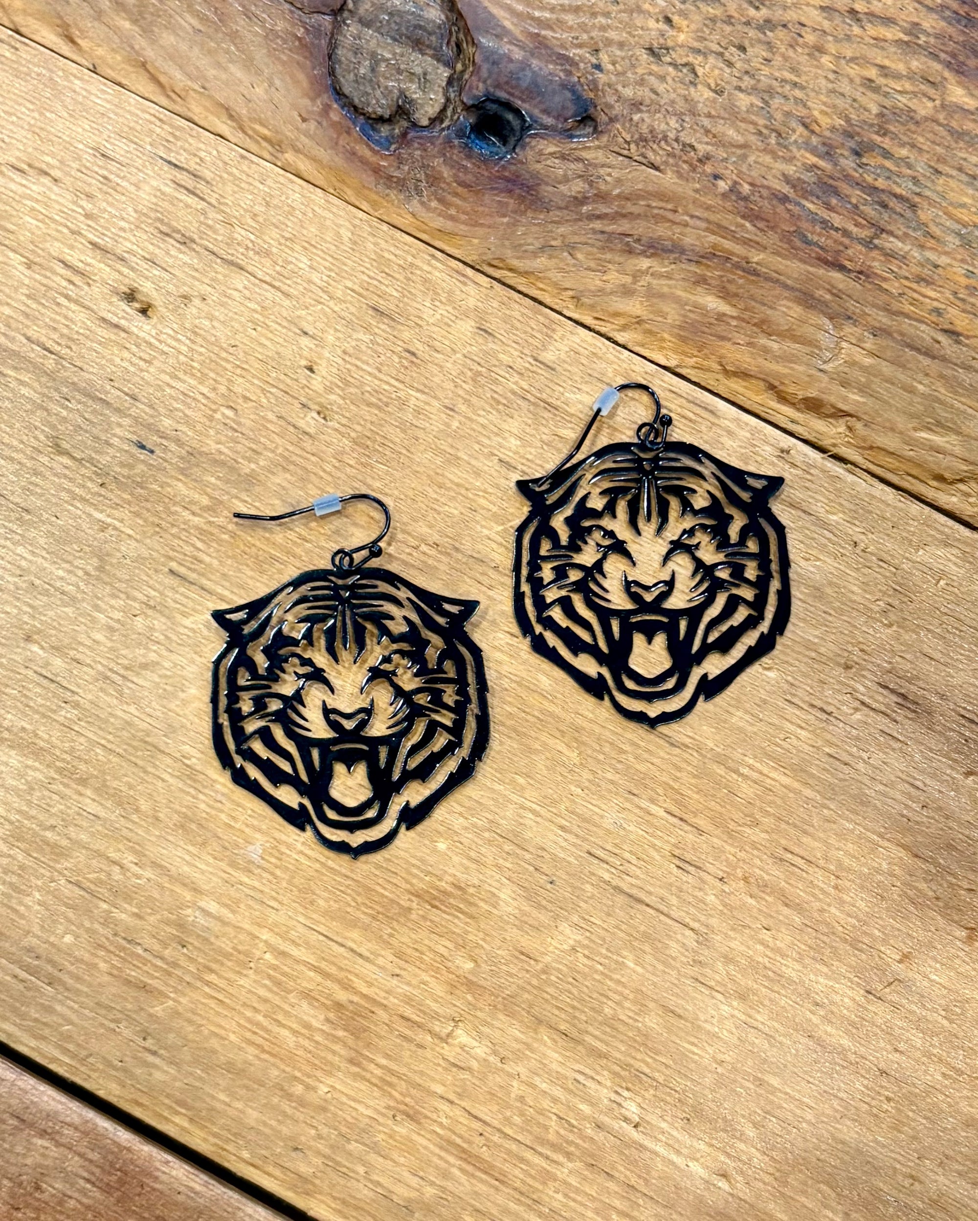 Tiger Head Dangle Earring Jewelry Black