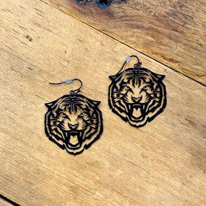 Tiger Head Dangle Earring Jewelry Black
