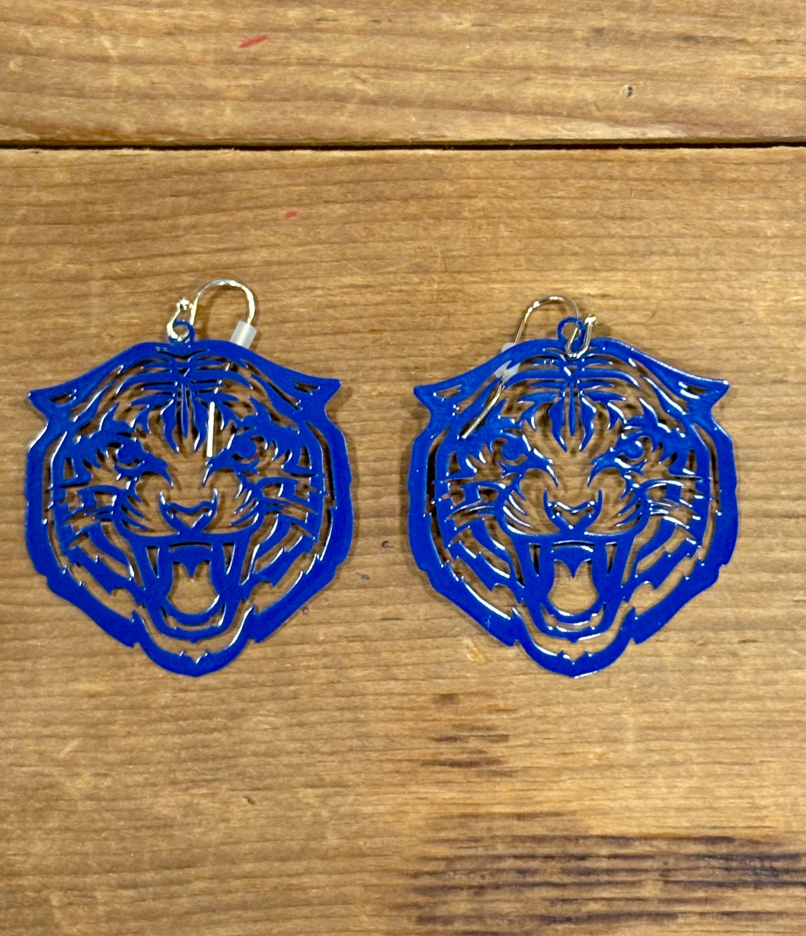 Tiger Head Dangle Earring Jewelry Blue