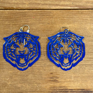 Tiger Head Dangle Earring Jewelry Blue