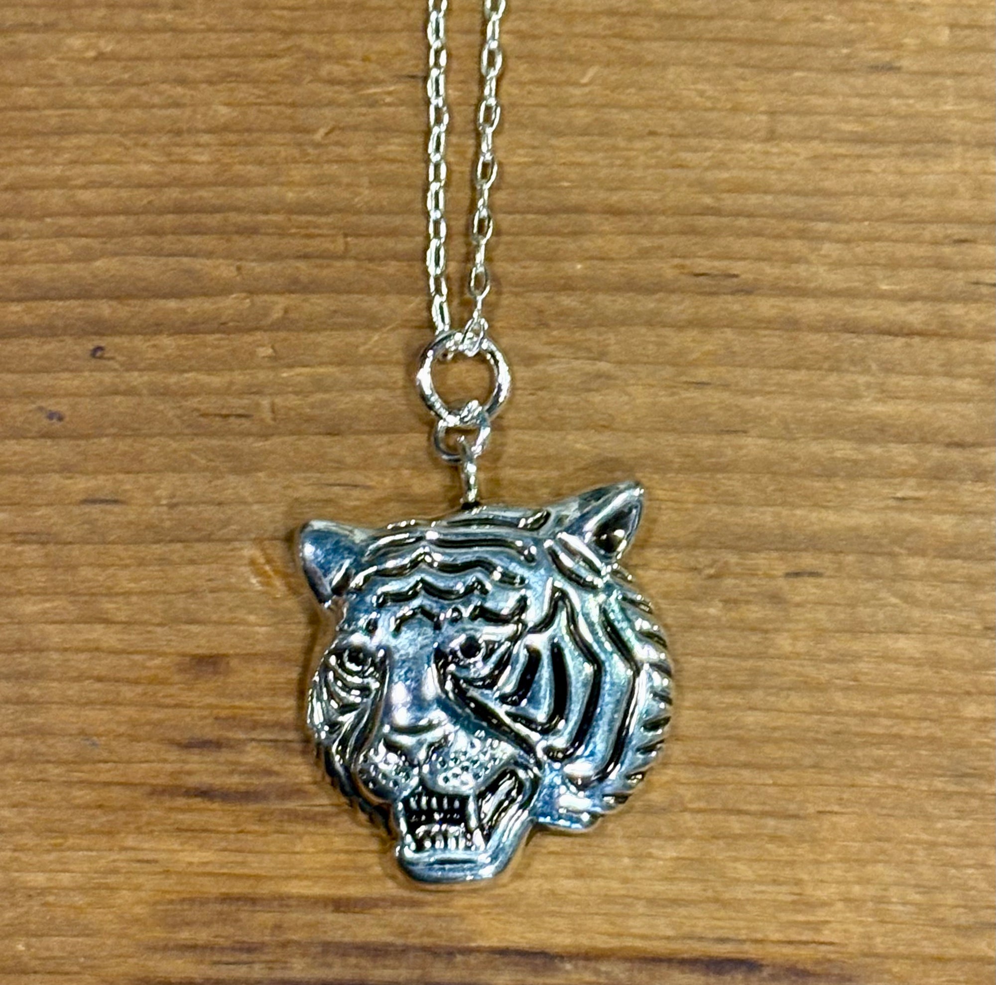 Tiger Stripe Pendant Necklace / Silver Jewelry