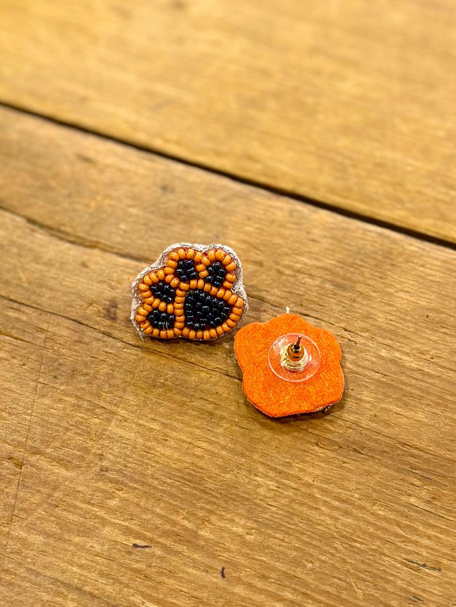 Tiger Paw Stud Earring / Orange + Navy Jewelry