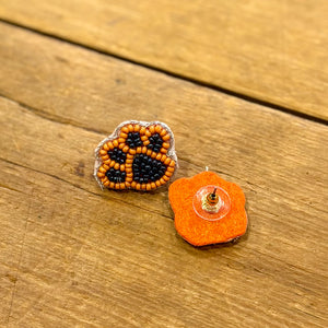 Tiger Paw Stud Earring / Orange + Navy Jewelry