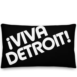 ¡Viva Detroit! Premium Pillow 12" X 20" Black / White - Pure Detroit