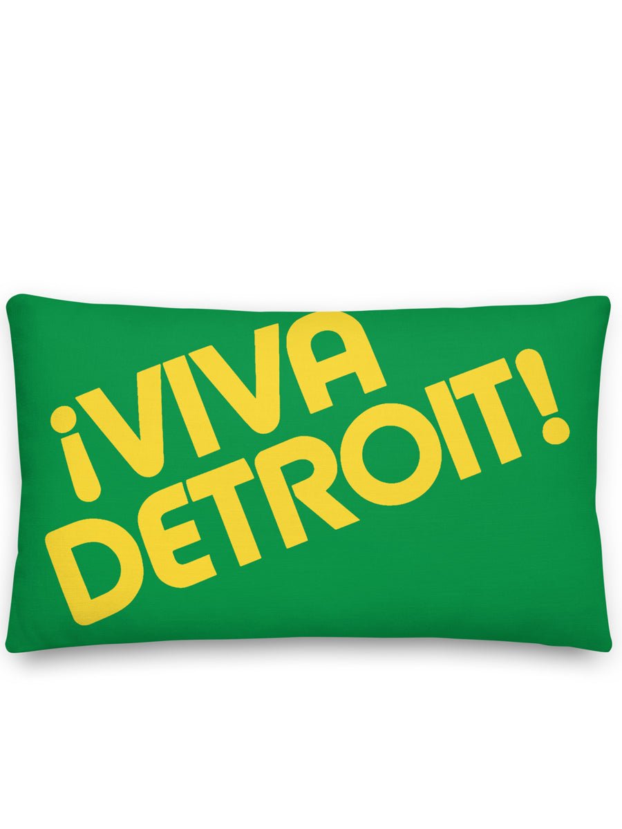 ¡Viva Detroit! Premium Pillow 12" X 20" Kelly / Yellow - Pure Detroit