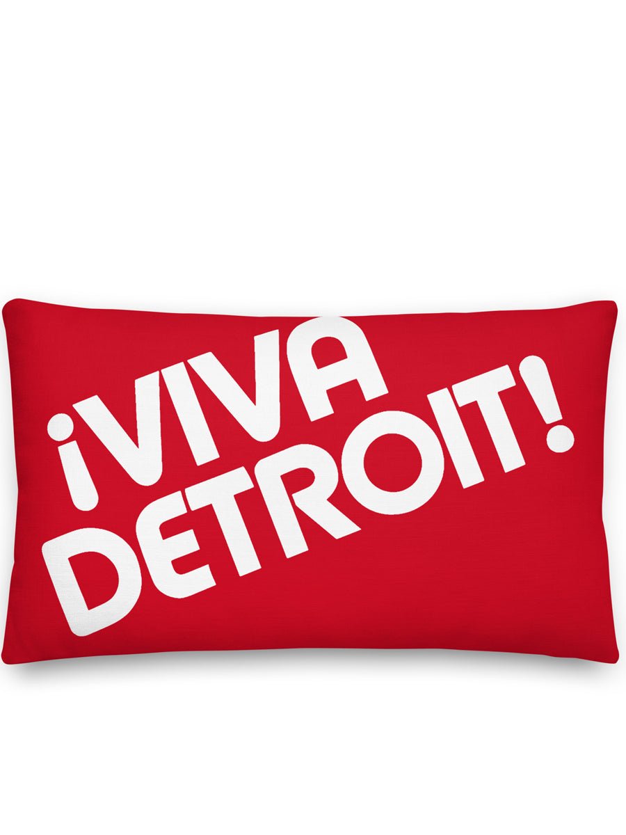 ¡Viva Detroit! Premium Pillow 12" X 20" Red / White - Pure Detroit
