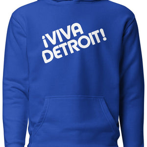 ¡Viva Detroit! Premium Pullover Unisex Hoodie - Royal / White - Pure Detroit