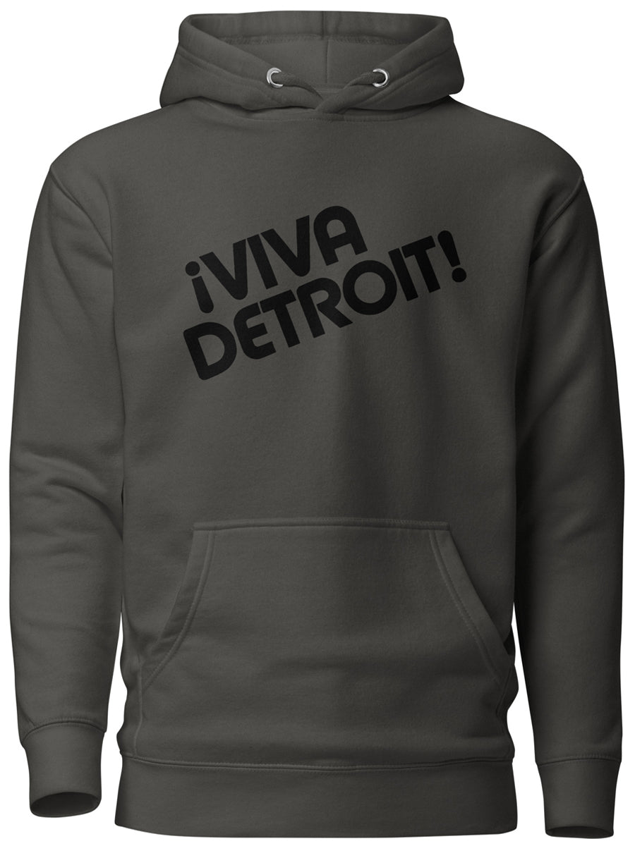 ¡Viva Detroit! Premium Pullover Unisex Hoodie - Vintage Black / Black - Pure Detroit