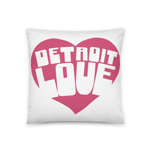 Detroit Love Throw Pillow - 18" X 18" - White / Hot Pink Default Title