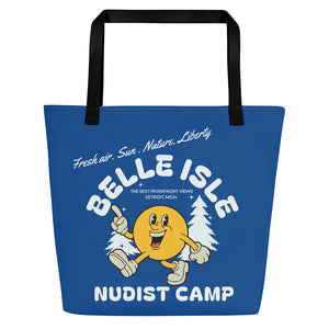 Belle Isle Nudist Camp All-Over Print Large Tote Bag - 16" X 20" - Royal BLue Tote Bag