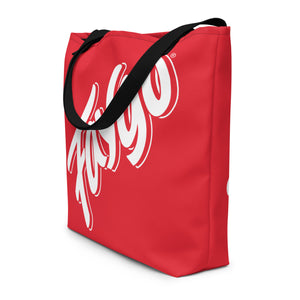 Faygo Logo All-Over Print Large Tote Bag - 16" X 20" - Red Pop - by Pure Detroit