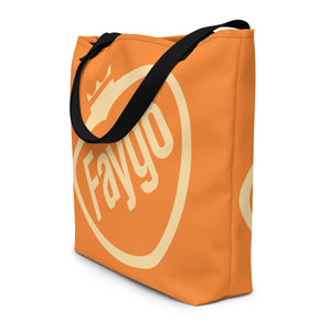 Faygo Retro Logo All-Over Print Large Tote Bag - 16" X 20" - Orange