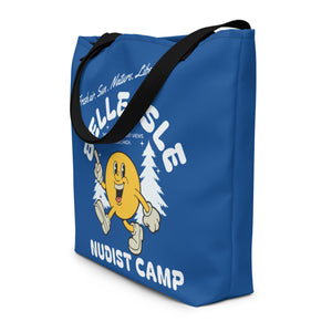 Belle Isle Nudist Camp All-Over Print Large Tote Bag - 16" X 20" - Royal BLue Tote Bag Default Title