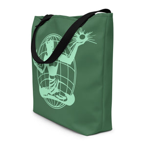 Spirit of Detroit Global All-Over Print Large Tote Bag - 16" X 20" - Green / Mint Tote Bag Default Title