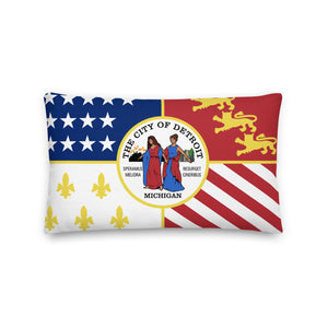 City of Detroit Flag Premium Throw Pillow - 12" X 20" Throw Pillows