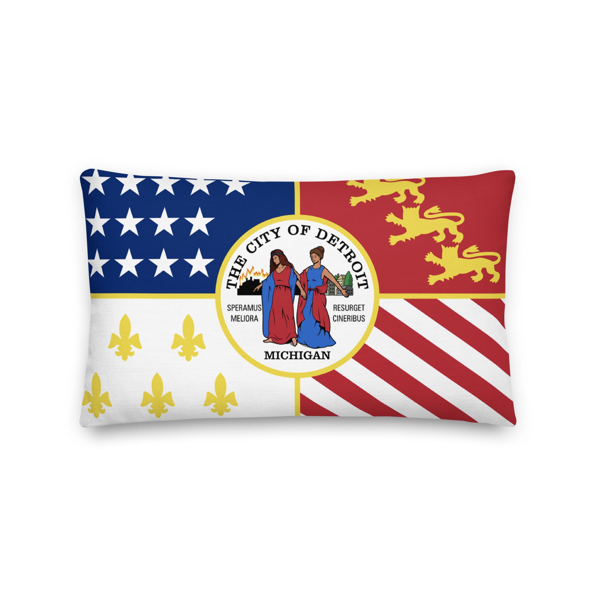 City of Detroit Flag Premium Throw Pillow - 12" X 20" Throw Pillows Default Title