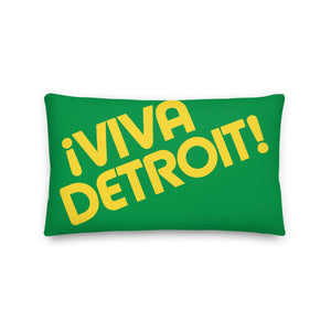 ¡Viva Detroit! Premium Pillow 12" X 20" Kelly / Yellow - Pure Detroit