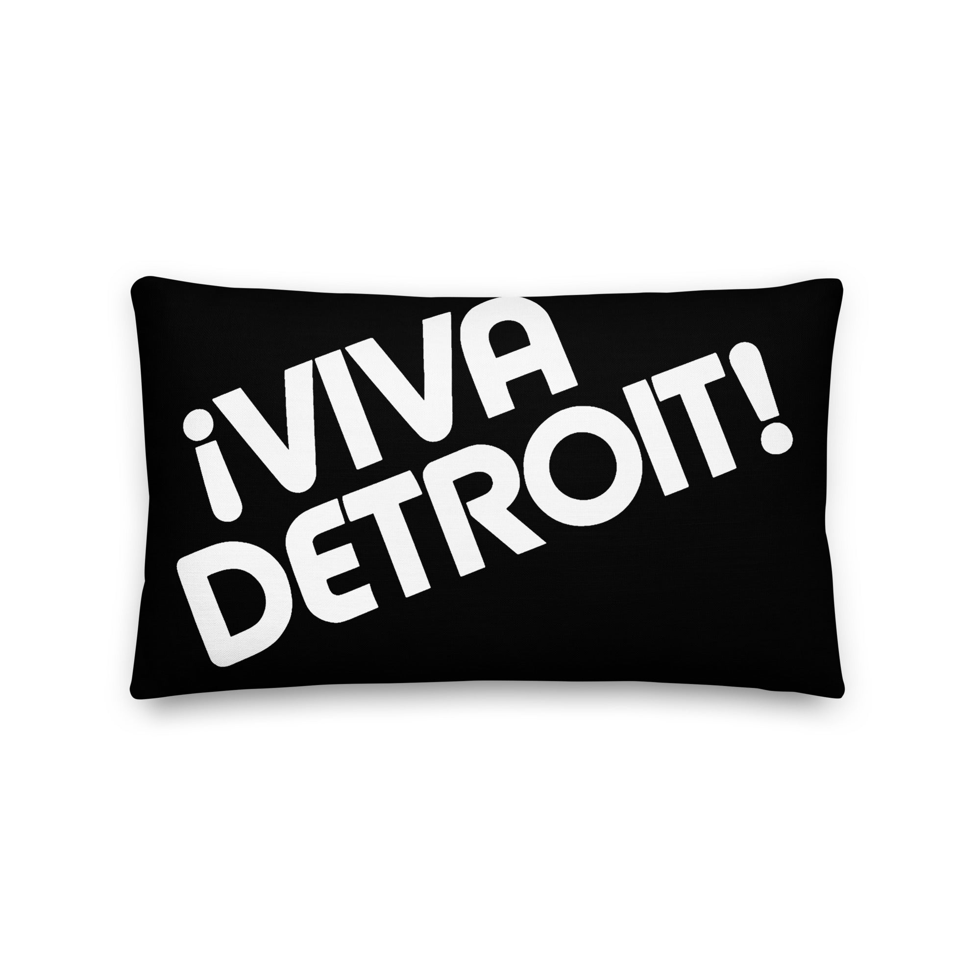 ¡Viva Detroit! Premium Pillow 12" X 20" Black / White - Pure Detroit