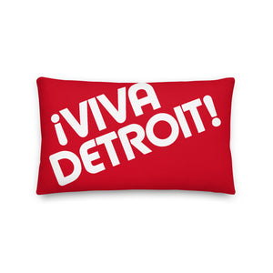 ¡Viva Detroit! Premium Pillow 12" X 20" Red / White - Pure Detroit
