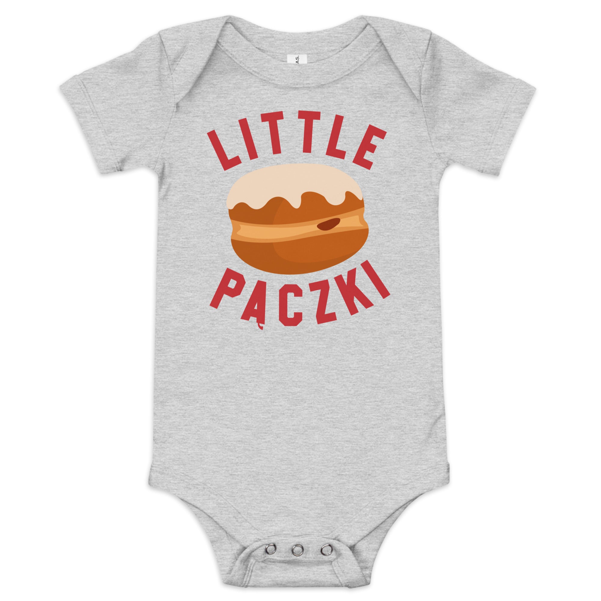 Little Paczki - Baby Onsie - Red / Gray  3-6m  
