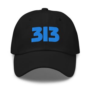 313 Detroit Embroidered Dad Hat - Black / BLue Dad Hat Default Title