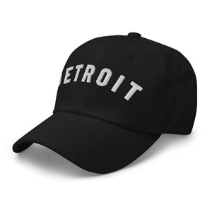 Detroit Classic Embroidered Cotton Twill Dad Hat - Black / White Dad Hat