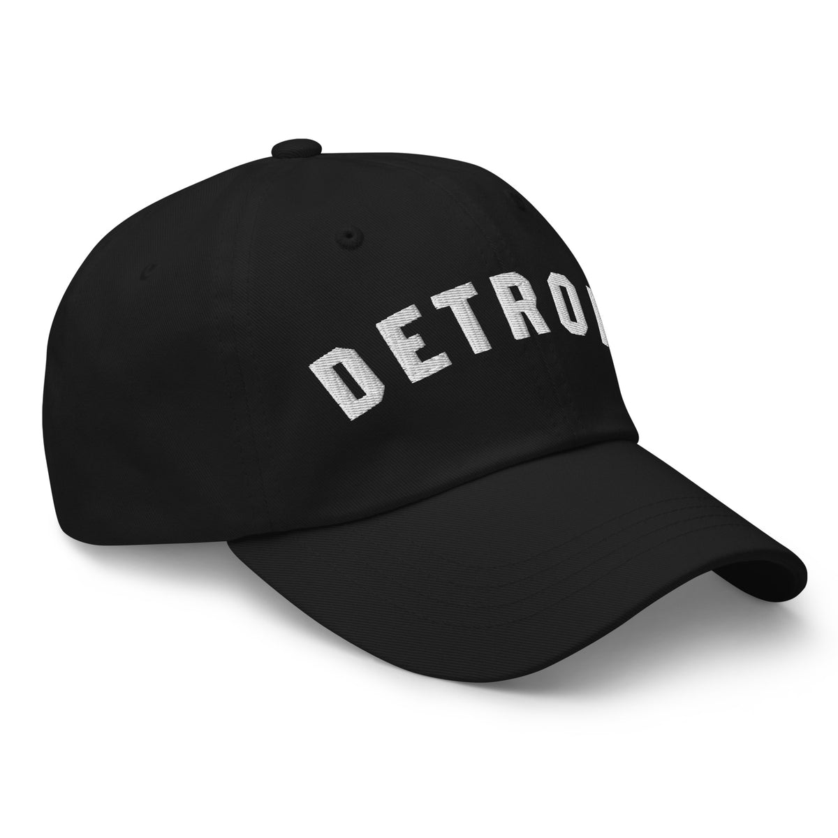 Detroit Classic Embroidered Cotton Twill Dad Hat - Black / White Dad Hat