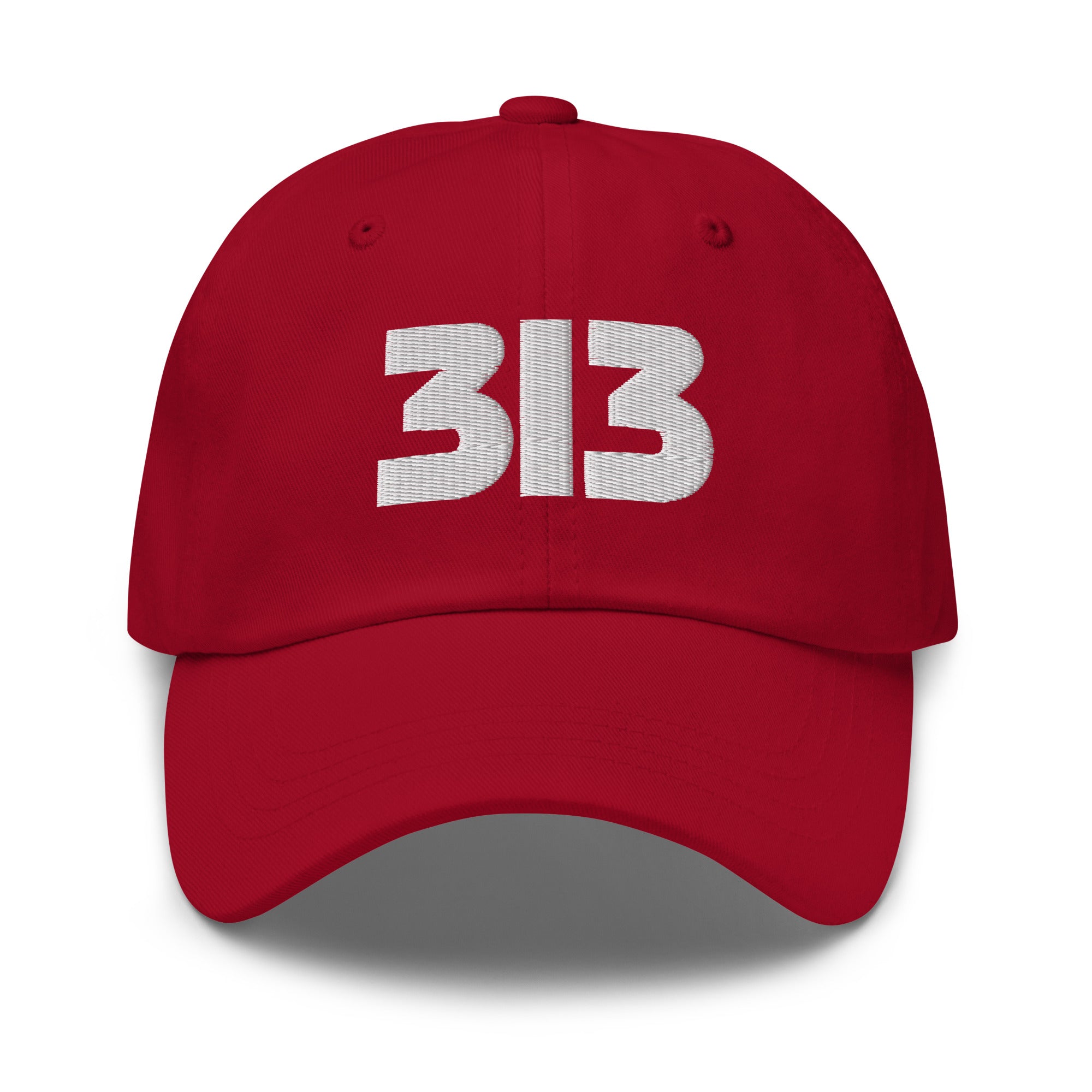 313 Detroit Embroidered Dad Hat - Red / White Dad Hat Default Title