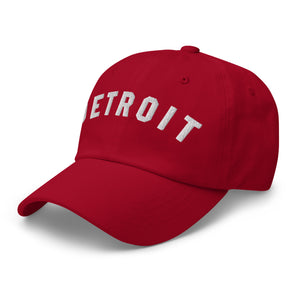 Detroit Classic Embroidered Cotton Twill Dad Hat - Red / White Dad Hat