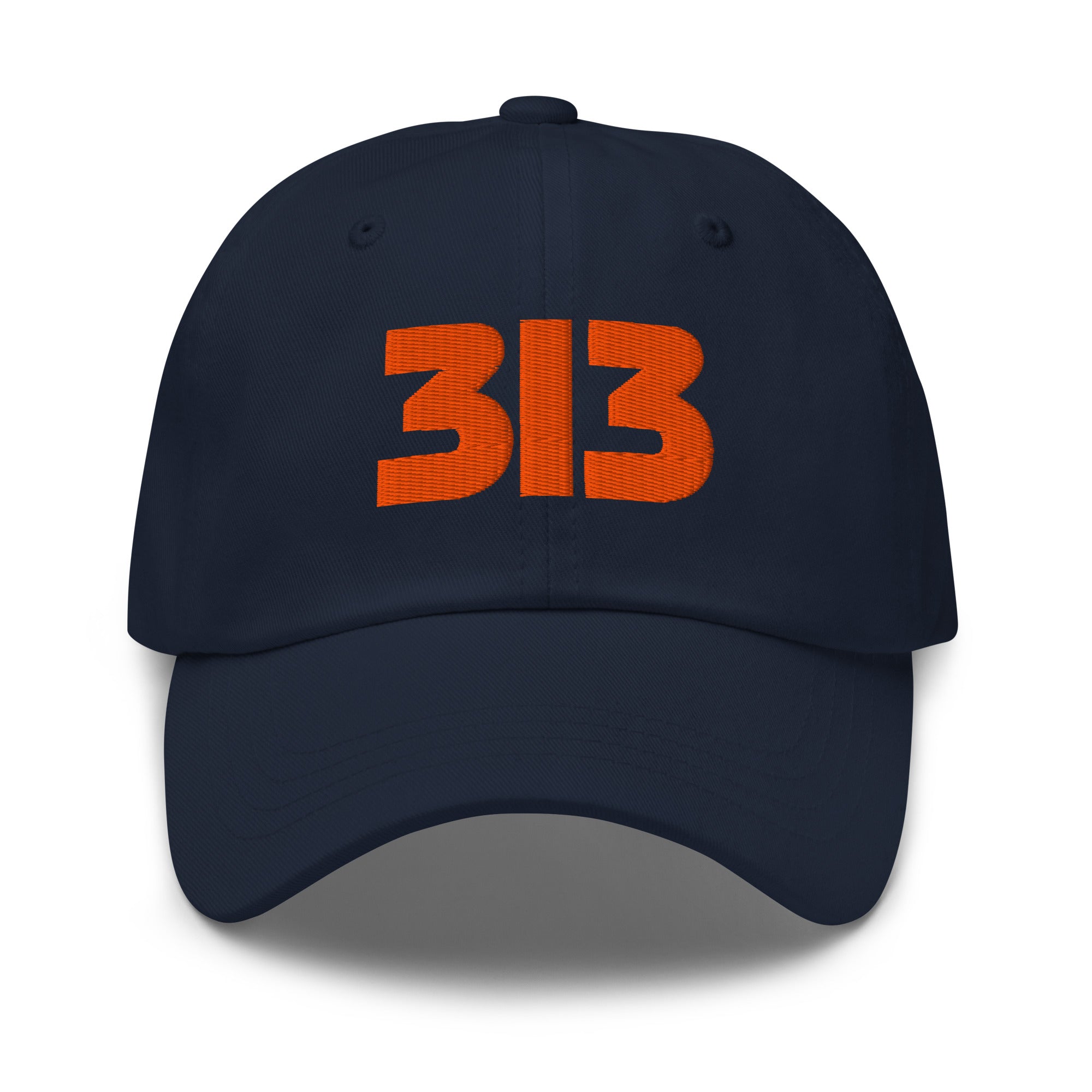 313 Detroit Embroidered Dad Hat - Navy / Orange Dad Hat Default Title