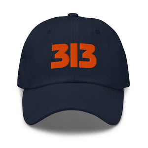 313 Detroit Embroidered Dad Hat - Navy / Orange Dad Hat Default Title