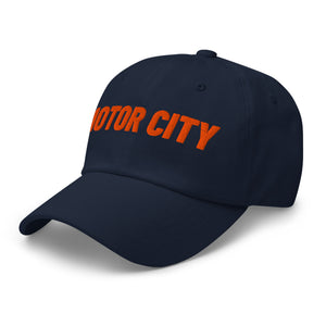 Motor City Embroidered Cotton Twill Dad Hat - Navy / Orange Dad Hat