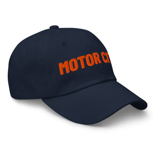 Motor City Embroidered Cotton Twill Dad Hat - Navy / Orange Dad Hat